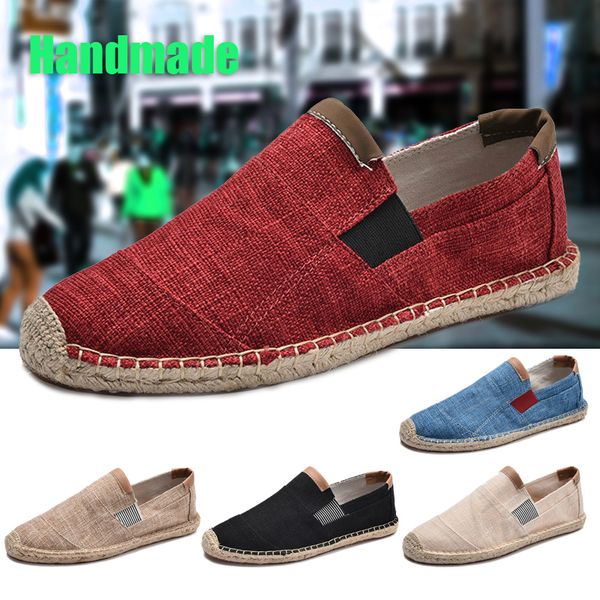 

est mens shoes casual male breathable canvas casual shoes men chinese fashion soft slip on espadrilles for men loafers 220701, Black