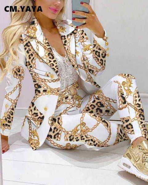 

cm yaya elegant paisley plaid women set long sleeve blazer pants suit office lady tracksuit two piece set fitness outfits j220813, White;black