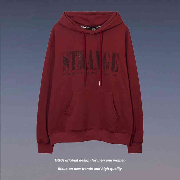 

tkpa american vibe hoodie for men and women street oversize high street tide brand ins casual coat, Black