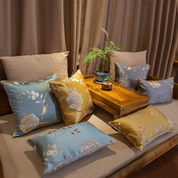 Almofada/travesseiro decorativo estojo grátis de bordado dourado bordado sala de casamento sofá cadeira de cama el almofada decorativa tampa de almofada de travesseiros