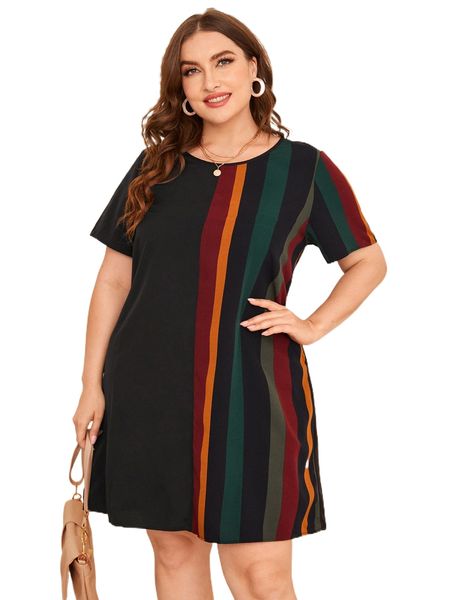 

plus color block dress 614m#, Black