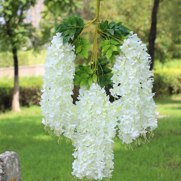 Flores decorativas grinaldas wisteria artificial wisteria penduradas em jardim de casamento de feijão decoração de escritório decoração odenDecorative