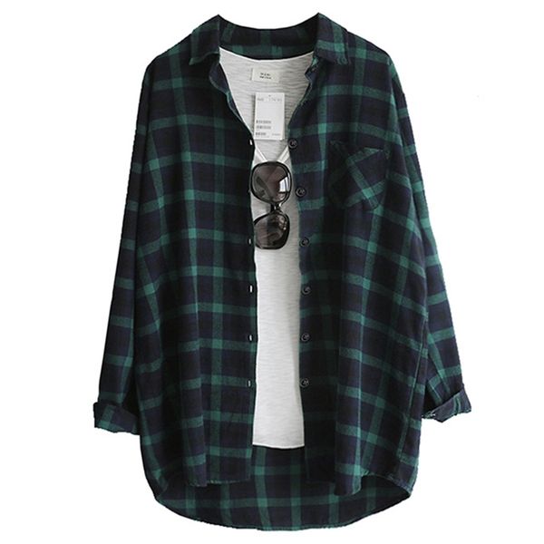 

women plaid blouse shirt femininas blusas female blouses spring autumn fashion casual loose long sleeve cotton shirts 210302, White