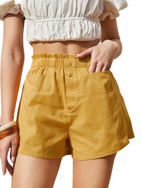 

paperbag waist wide leg shorts h85i#, White;black