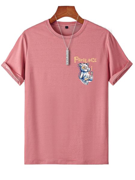 

men bear & letter graphic tee 772b#, White;black