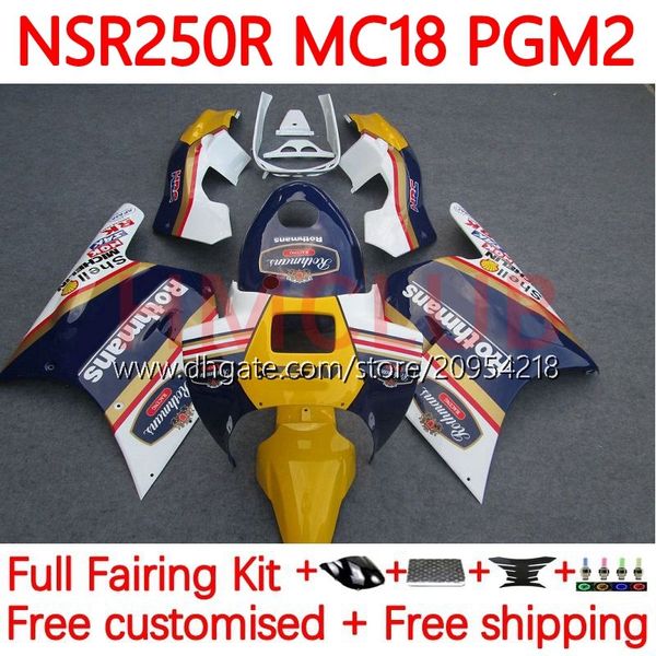 OEM Motorcycle Bodys per Honda NSR250 NSR 250 R MC18 PGM2 MC16 1988-1989 Bodywork 124No.4 MC 16 18 NSR 250R NSR250R 88 89 NSR250RR 1988 1988 1988 Farellaggio Kit Rothman Blue Blue Blue