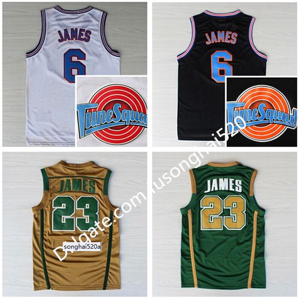 

ncaa st. vincent mary high school irish 6 23 james jerseys basketball shirt tune squad toones tunesquad space jam green jerseys, Black;red
