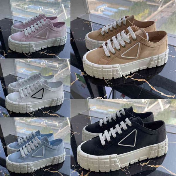 

designer sneakers gabardine nylon casual shoes brand wheel trainers luxury canvas sneaker fashion platform solid heighten shoe with box 47r7, Black