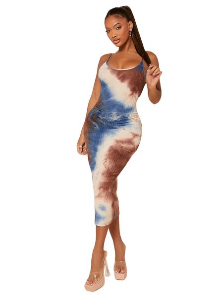 

sxy tie dye cami dress v1jg#, Black;gray