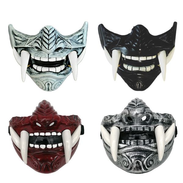 Morbido lattice adulto unisex giapponese Prajna Hannya Noh Kabuki demone Oni Samurai mezza maschera Halloween 220715