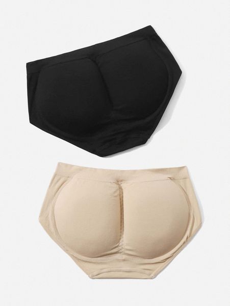 

2pack solid shapewear panty with hip pad e5we#, Black;red