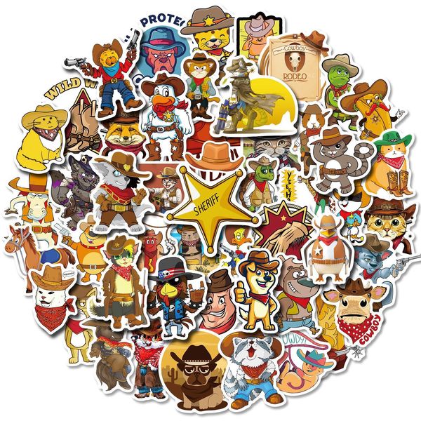 

new 50pcs western cowboy collection cartoon graffiti stickers diy motorcycle luggage lapguitar cool classic toys sticker decals