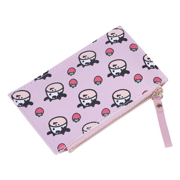 

selling items cute cow printing slim zipper coin purse portable pu wallets multi-card positions wallet for girls, Red;black