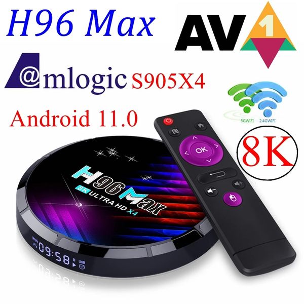 

tv box h96 max amlogic s905x4 android 11 x4 4g 32g 64g 2.4g 5g dual wifi bt youtube av1 smart media player 8k set box
