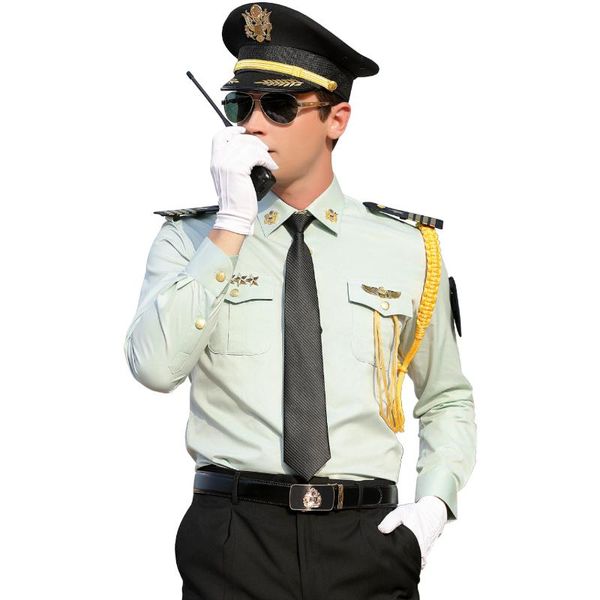 Camicie eleganti da uomo Uniforme di sicurezza militare da uomo Abito casual da lavoro sottile Tuta da ufficio estiva Capitano Abito da esterno di lussoUomo