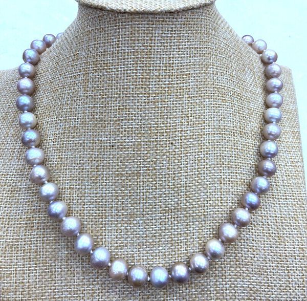 

natural 910 mm purple freshwater pearl necklace 18quot aa018686509, Silver