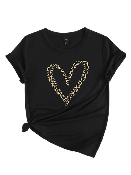 

heart & leopard print tee q0iv#, White