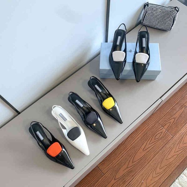 

sandals high heels women's autumn color matching pointed sandals with shallow mouth french temperament thin, Black