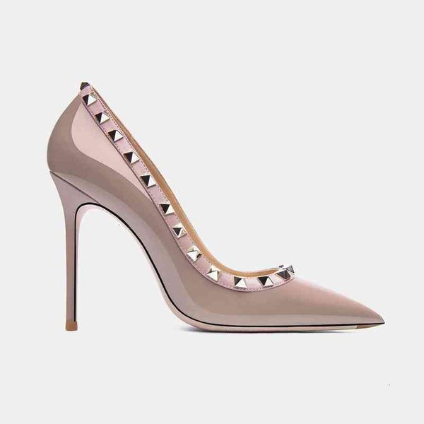 

star dress shoes style luxury metal rivets women high heel genuine leather classics pumps be toe thin 10cm wedding 43 jn2s sfu5, Black