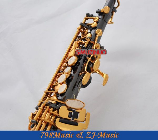 

black nickel gold curved bell soprano saxophone bb key to high f and g key