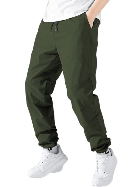 

men drawstring waist slant pocket pants o7qm#, Black