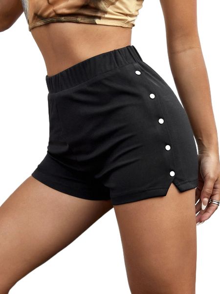 

e.lastic w.aist b.utton detail s.horts s8bv#, White;black