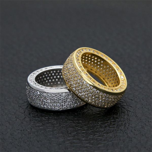 

micro pave cubic zircon round ring full iced out bling hip hop diamond jewelry for male264y, Silver