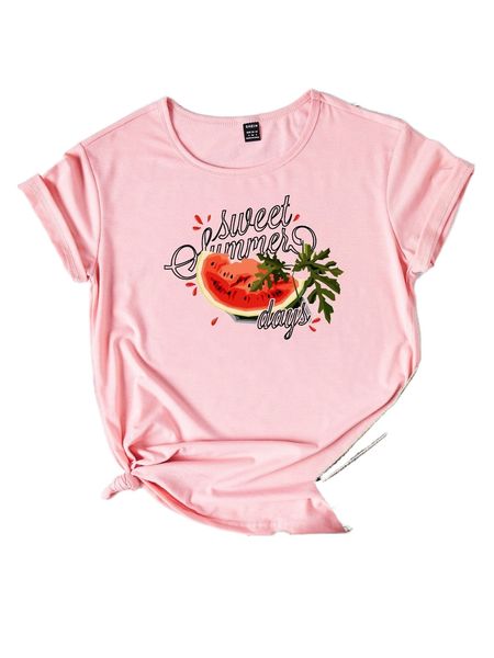 

watermelon & letter graphic tee t3xg#, White
