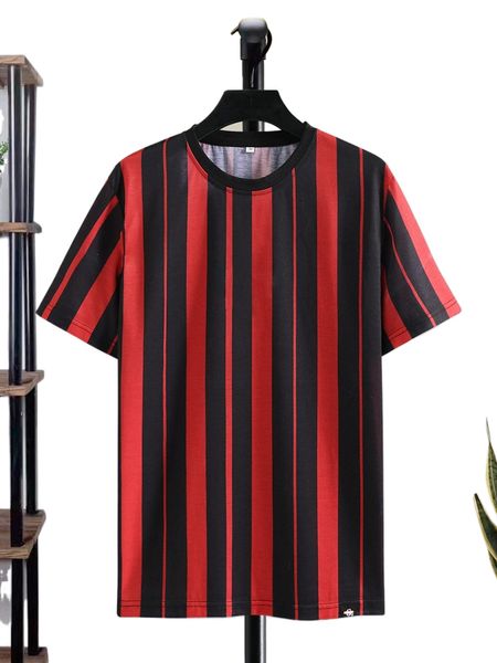 

men striped print tee l86x#, White;black