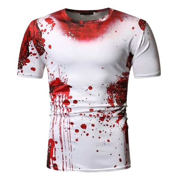 Camisetas masculinas impressam o sangue de pescoço de sangue de canela curta de camiseta curta Men 3d Blusa casual masculino pequeno lettle shirtsmen's