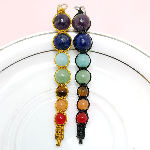 7 Chakra Halskette für Frauen Naturstein Perlenkette Mode Gold/Silber Kette Anhänger Halsband Schmuck Geschenk