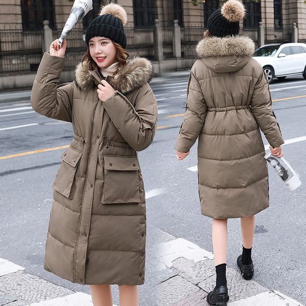 

qingwen winter women clothing casual down padded jacket women 2022 loose self-deployment mid-length plus size female jacket l220725, Black