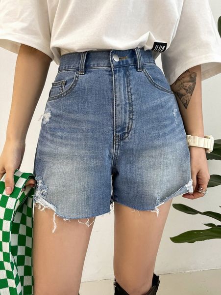

dazy ripped raw cut denim shorts u6wj#, White;black