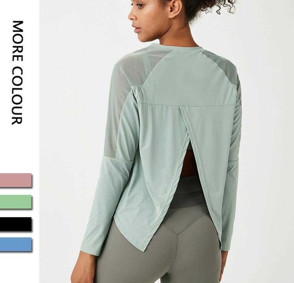 

split back long sleeve women's t-shirt running fitness casual yoga gym clothes sports quick drying breathable solid color tee shirt, White;red