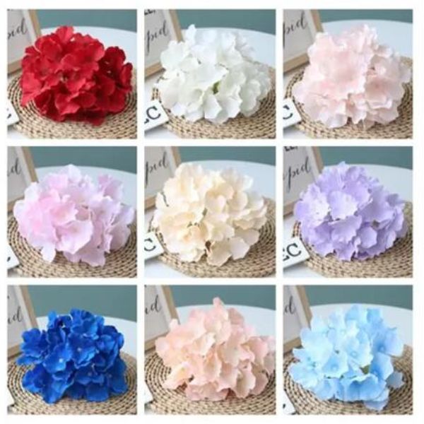 18cm 12Colors Hydrangea Artificial Silk Flower Heads para DIY Casamento Decorativo Passo da parede Fundo de Acessórios de Bouquet Sency