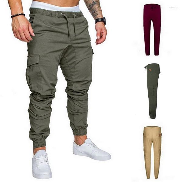 Calça masculina city city cargo casual elástico elástico ao ar livre calças de exército masculino slim muitos bolsos de caldes táticos resistentes à prova d'água