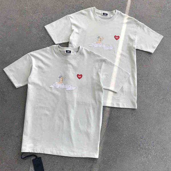

clothing t-shirt 2021ss kith cupid men women cupid's heart tee heavy fabric short sleeve inside tag label5vng, White;black