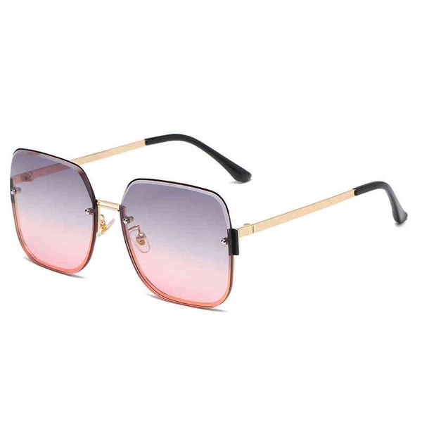 

sunglass2022 sunglasses women's fashion square sunglasses metal half frame street pography trend, White;black