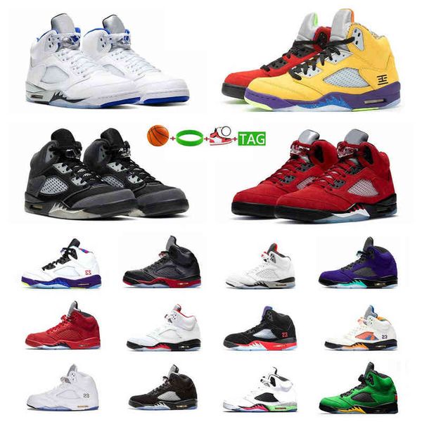 

2022 men basketball shoes 5 white cement stealth metallic sier space jam women sports sneakers size 40-47 with miniball 9i9g