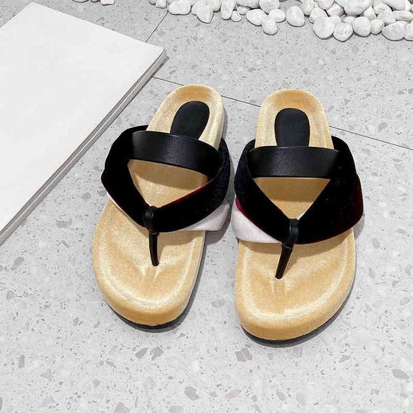 

slippers spring and summer new fashion flip flops thick background casual female slippers mixed colors comfortable flat outdoor shoes, Black