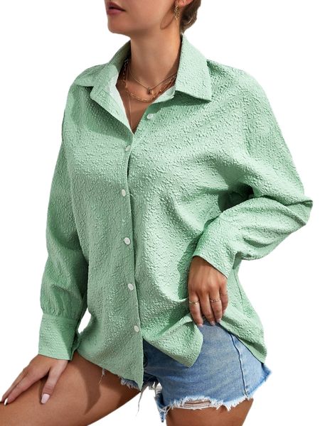 

drop shoulder textured shirt x7zk#, White