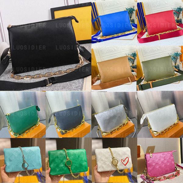 

coussin pm mm shoulder bags designer luxury embossed letter flowers cross body gold hardware chain purse pu jacquard shoulder bag
