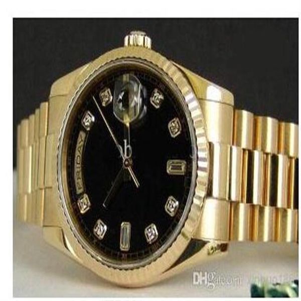 

luxury men's 18kt gold day-date president black diamond dial - 118238 wrist mens watch271z, Slivery;brown