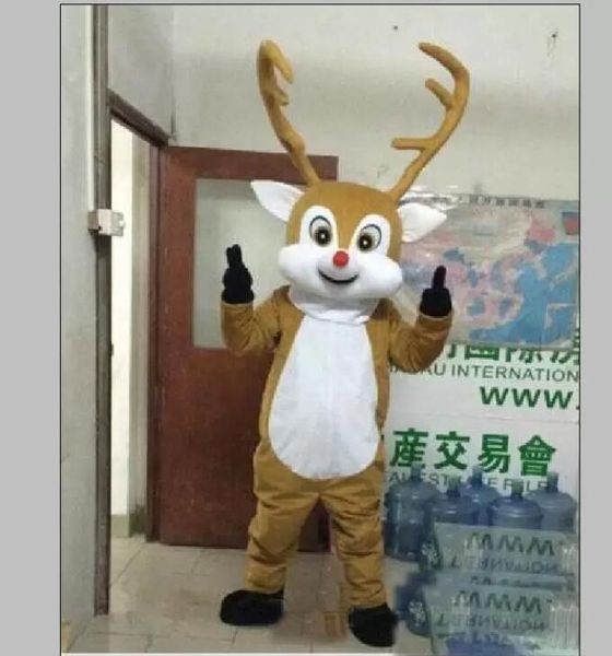 Cute BRAND Cartoon New Professional Brown Deer Mascot Fancy Dress Cartoon Apparel Festa di compleanno