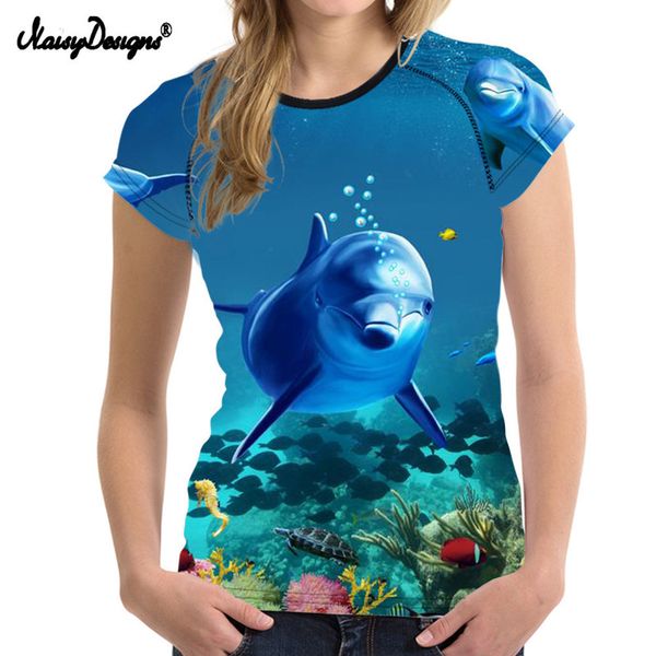 

noisydesigns fashion women t shirt 3d sea world dolphin print girls harajuku tshirts summer short sleeve tee shirt clothing 220628, White