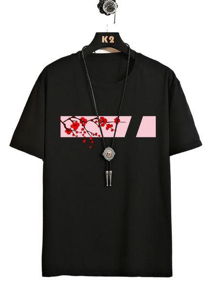 

romwe guys floral print tee n2iw#, White;black