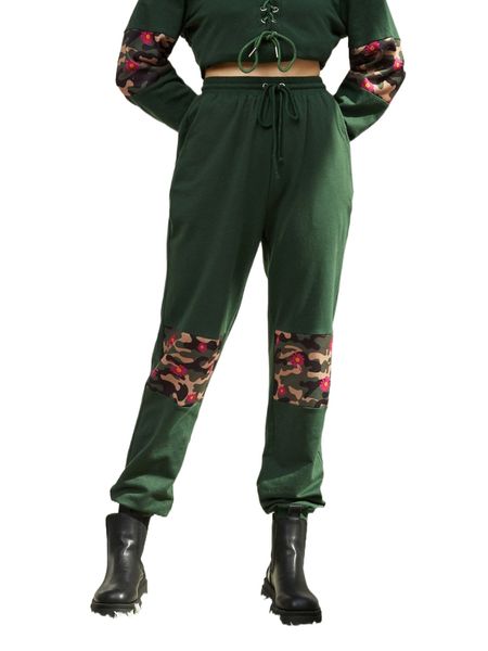 

x imperfect camo print drawstring waist sweatpants z9r7#, Black;white