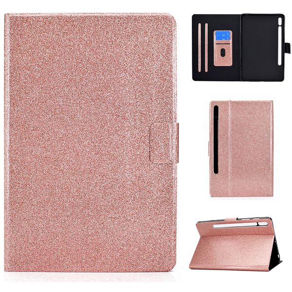 Tablet-Hülle für Samsung Tab S7 T870 S8 X700 X706 Glitzer Bling PU Leder Wallet Stand Cover