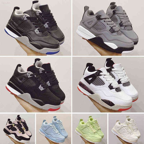 

kids 4s black cat 2022 bq7670 010 basketball shoes toddler retro td 4 red chicag boys girls basket ball pour enfants athletic sneakers size