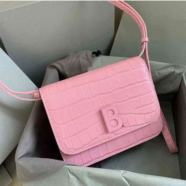

handbag designer balencaigass fashion b 2022 family pink crocodile pattern beancurd small square leather one shoulder slanting female